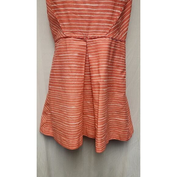 Gap Striped Fit & Flare Sleeveless Crew Neck Above Knee Dress Color Coral Size 8 - Picture 6 of 12